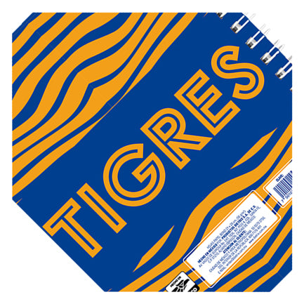 Cuaderno Profesional Dietrix First Class Pasta Dura Doble Arillo 80 Hojas Raya Club Tigres De La Uanl Modelo Felino