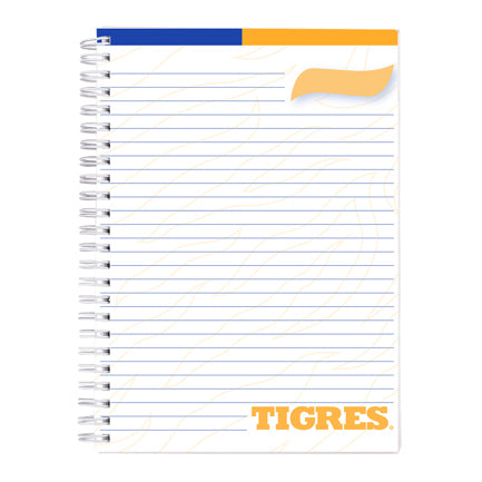 Cuaderno Profesional Dietrix First Class Pasta Dura Doble Arillo 80 Hojas Raya Club Tigres De La Uanl Modelo Corazon