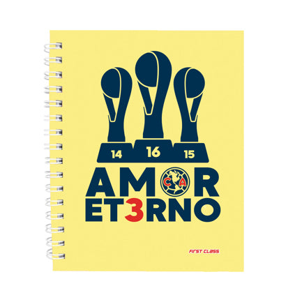 Libreta Dietrix First Class Pasta Dura Doble Arillo 80 Hojas Raya Club America Modelo Amor Eterno