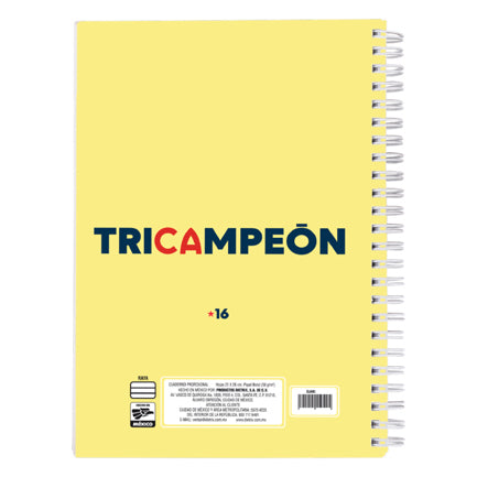 Cuaderno Profesional Dietrix First Class Pasta Dura Doble Arillo 80 Hojas Raya Club America Modelo Amor Eterno