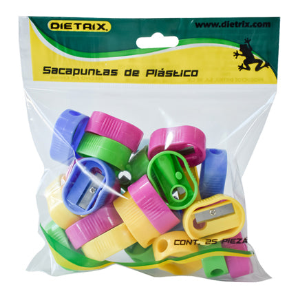 Sacapuntas Dietrix Plastico Ovalado Un Orificio Colores Surtidos Bolsa C/25