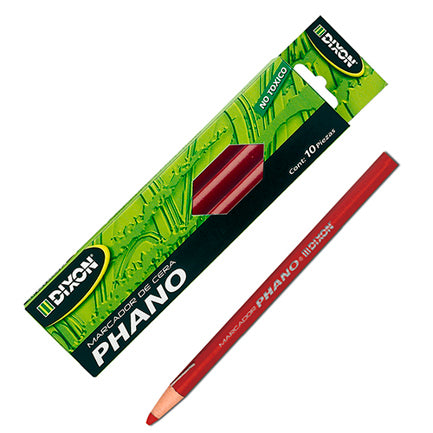 Marcador De Cera Dixon Phano Rojo Caja C/10 Piezas