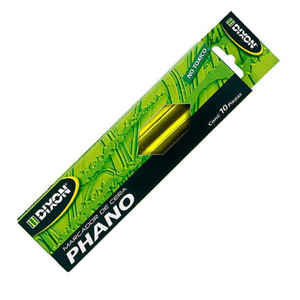 Marcador De Cera Dixon Phano Amarillo Caja C/10 Piezas