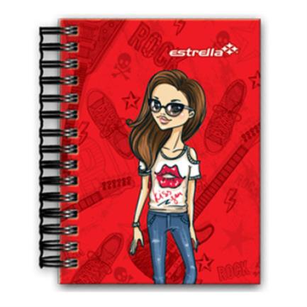 Libreta Estrella 1/8 Espiral Doble Wire-O Pasta Dura Raya 80 Hojas
