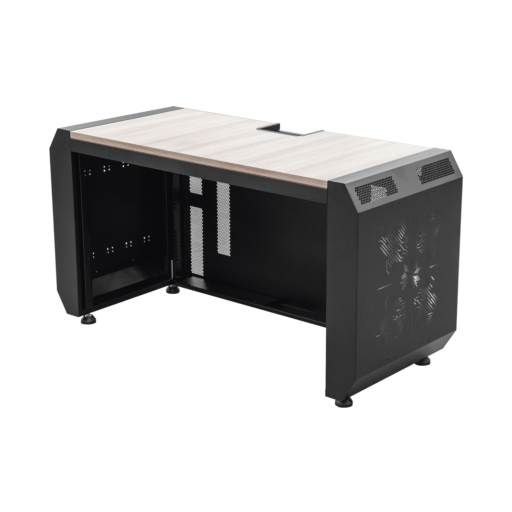 Consola Profesional para Monitoreo o Cómputo con Rack y Gestión de Cables