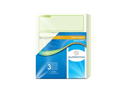 Poliza Cheques Euroforma Duplica Cta 25 Jgs 50H C/3 B.