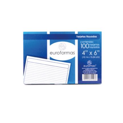Tarjeta Euroformas Bibliografica Blanca 4X6 C/100