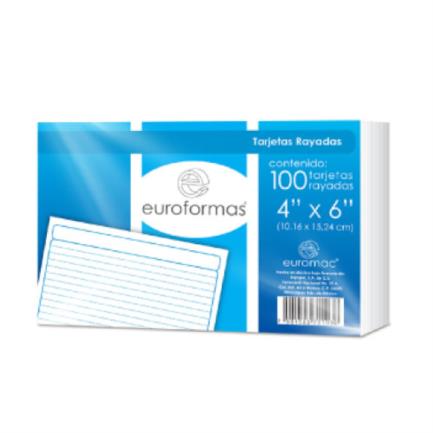 Tarjeta Euroformas Bibliográfica Rayada 4X6 C/100