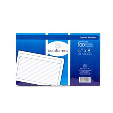 Tarjeta Euroformas Bibliográfica Rayada 5X8 C/100