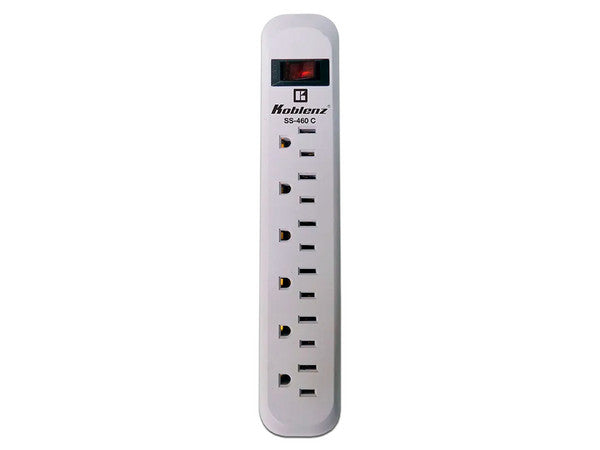 Supresor de picos Koblenz SS-460 C 6 NEMA 5-15R 460 Joules interruptor On/Off clavija en 90 grados