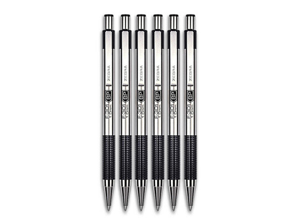 Bolígrafo Zebra F-301 Retráctil Metálico Punto Fino 0.7Mm Color Negro C/6 Pzas