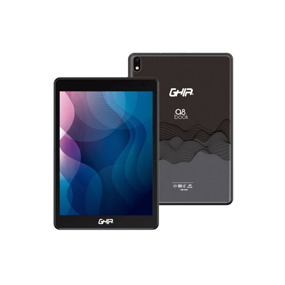 Tablet Ghia A8 Book 7.5", Quad Core A133, 4GB RAM, 64GB, Doble Cámara, WiFi, Bluetooth, 4000mAh, Android 13, Negra