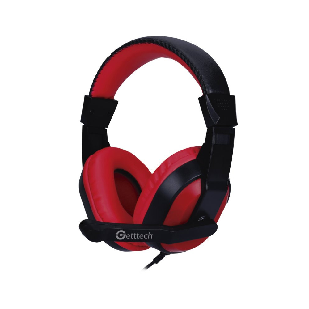 Diadema Headset GETTTECH GH-2100 Stream con Microfono 3.5 mm Negro con Rojo