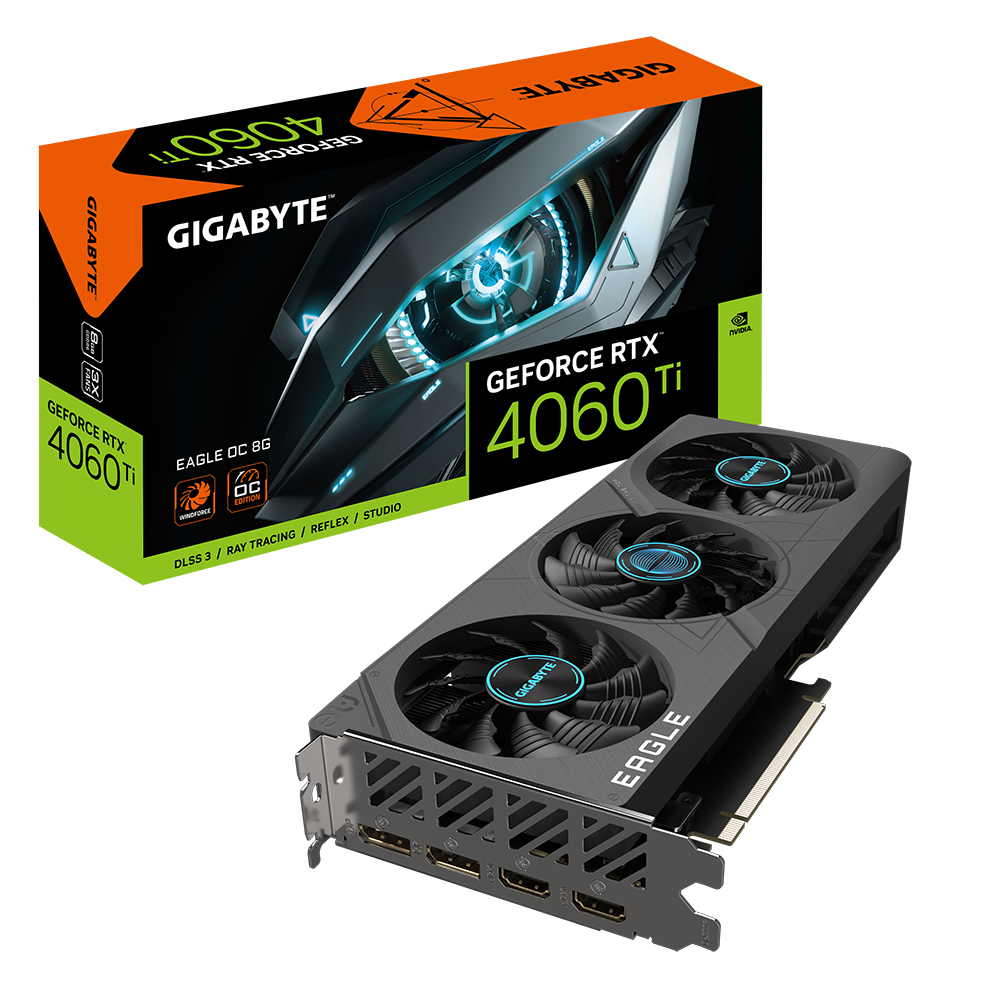 Tarjeta de Video Gigabyte 8GB GeForce RTX 4060 Ti Eagle 3X Fan GDDR6 DLSS 3 OC HDMI/DP