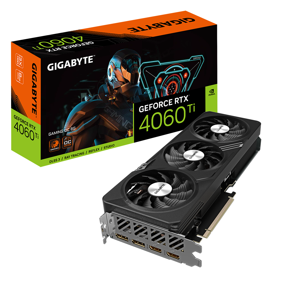Tarjeta de Video Gigabyte 8GB GeForce RTX 4060 Ti Gaming 3X Fan GDDR6 DLSS 3 OC HDMI/DP