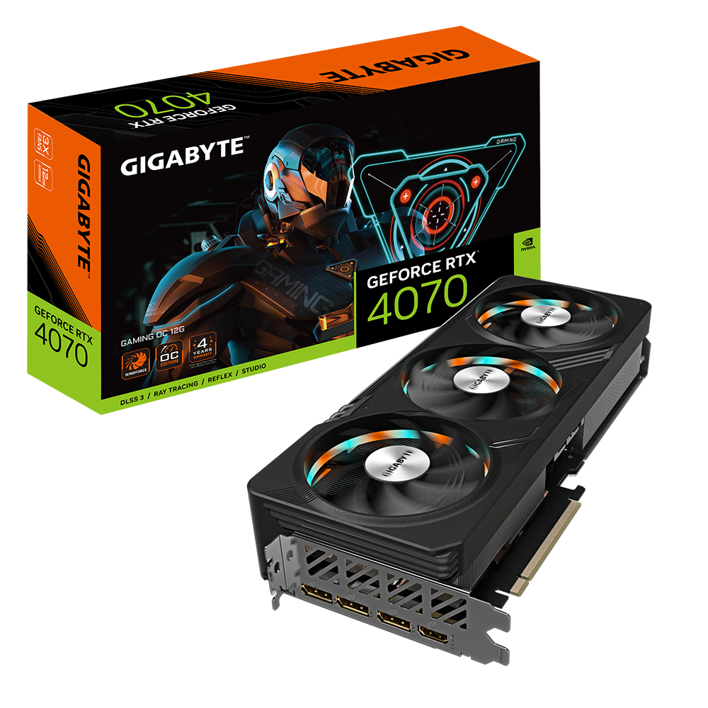 Tarjeta de Video Gigabyte 12GB GeForce RTX 4070 Fusion RGB 3X Fan GDDR6 DLSS 3 OC HDMI/DP