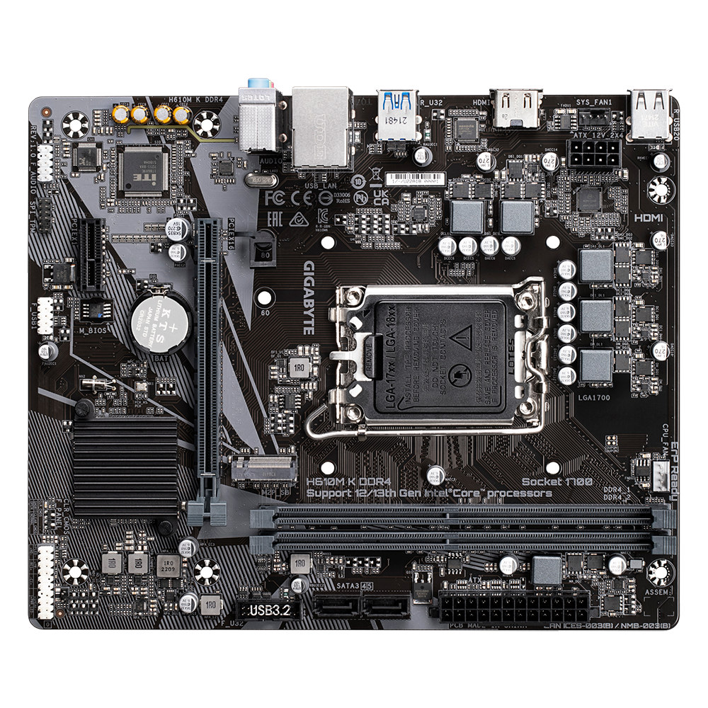 Tarjeta madre Gigabyte H610M K DDR4 socket 1700 Gen 12/13/14 2xDDR4 HDMI Micro ATX