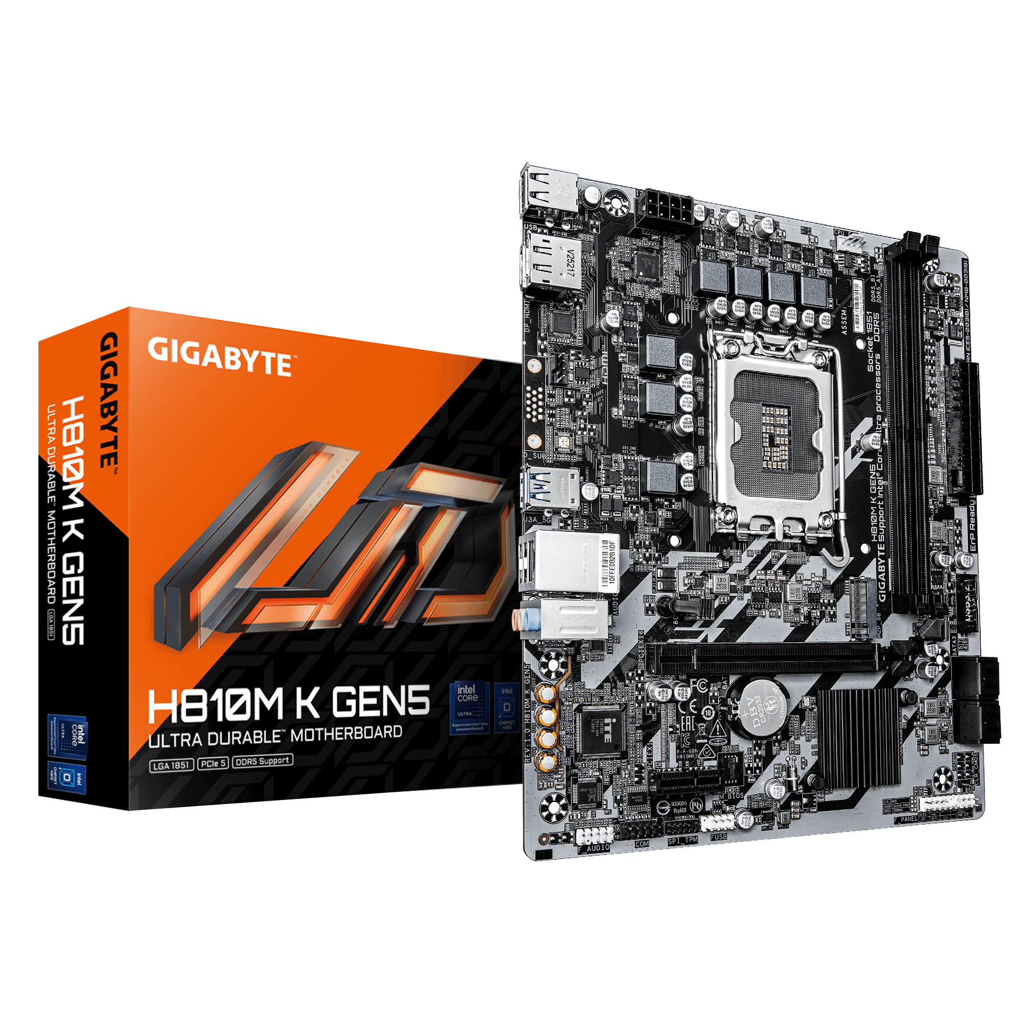 Tarjeta Madre Gigabye H810M K GEN 5 socket 1851 Ultra Series 2 2xDDR5 6400Mhz 1xDP 1xHDMI