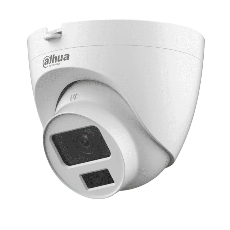 Dahua HAC-HDW1200CLQN-IL-A Cámara Domo 2MP Iluminación Dual Inteligente Full Color Lente 2.8mm 102° IR + Luz Visible 20M Micrófono Integrado IP67 Compatible CVI CVBS AHD TVI