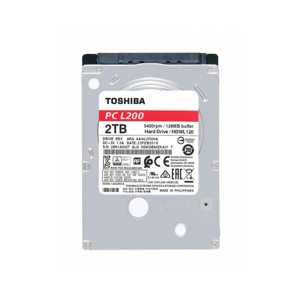 Disco Duro Toshiba 2TB L200 2.5" 5400RPM 64MB (HDWL120UZSVA)