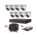 Kit TurboHD 1080p Lite con DVR de 8 Canales, 8 Cámaras Turret Metálicas 1080p, Incluye 8 Cables de 20 Metros y 2 Fuentes de 4 Canales