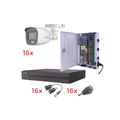 Kit TurboHD 1080p Lite / DVR 16 Canales / 16 Camaras Bala Exterior ( 2.8mm) con ColorVu + Microfono Integado / Transceptores / Conectores / Fuente de Poder Profesional