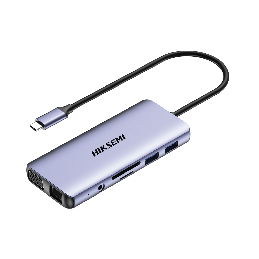 Hub USB C 11 en 1 HDMI 4K USB 2.0 USB 3.0 VGA SD TF Audio RJ45 Entrada USB C Carga Rápida