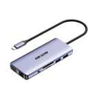 Hub USB C 11 en 1 HDMI 4K USB 2.0 USB 3.0 VGA SD TF Audio RJ45 Entrada USB C Carga Rápida