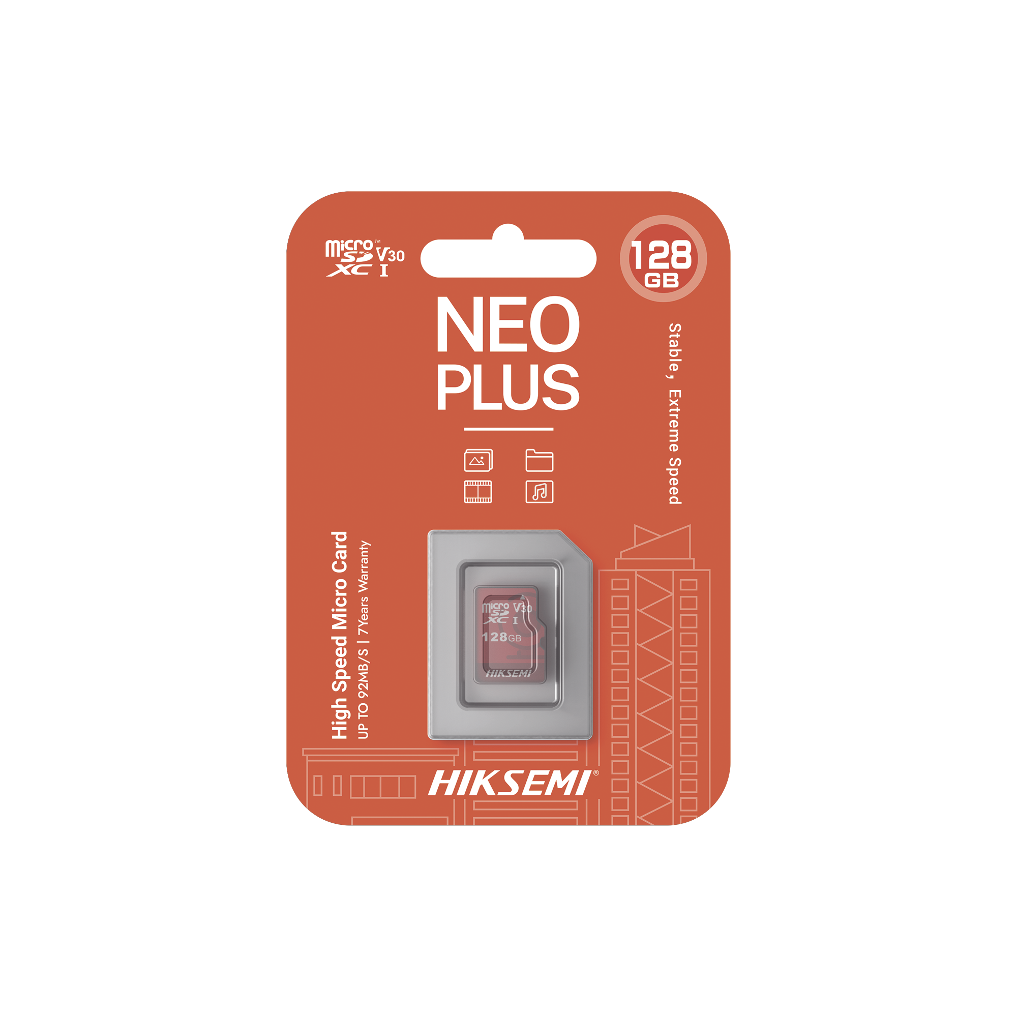 Memoria microSD Clase 10 128GB Videovigilancia 24 7 Compatible HIKVISION Lectura 95MBs Escritura 50MBs