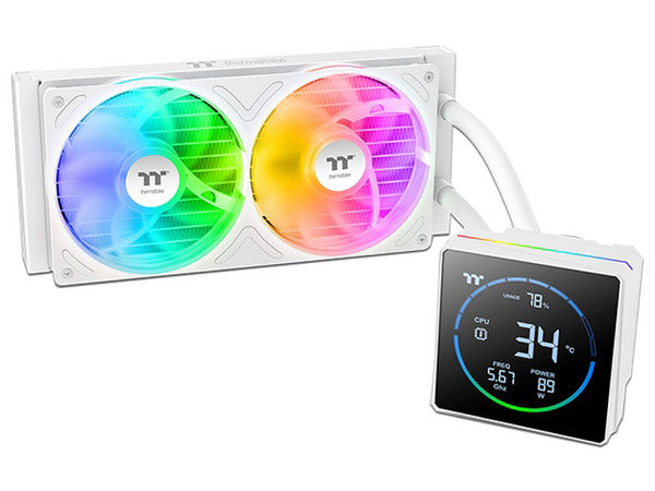 Enfriamiento Liquido Thermaltake TH240-S V3 2 Ventiladores120mm Blanco ARGB pantalla 3.95 pulgadas