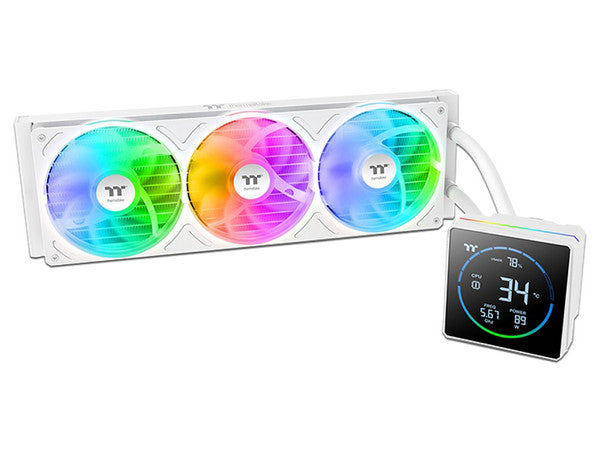 Enfriamiento Liquido Thermaltake TH360-S V3 3 Ventiladores120mm Blanco ARGB pantalla 3.95 pulgadas