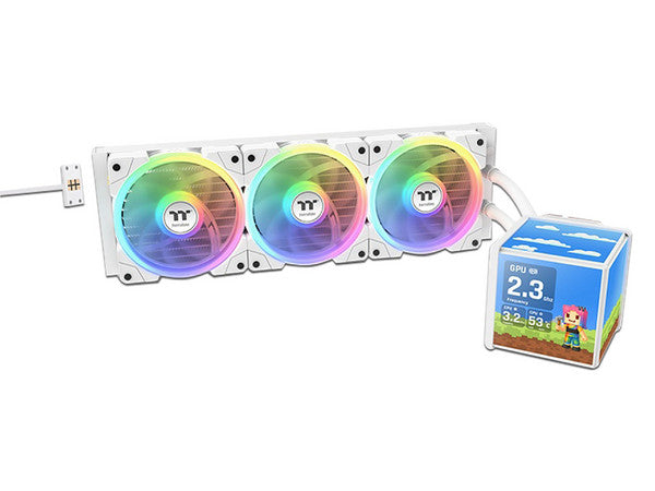 Enfriamiento Liquido Thermaltake MINECUBE 360 Ultra 3 Ventiladores120mm Blanco ARGB 4 pantallas 3.95 pulgadas
