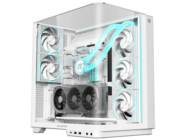 Gabinete Balam Rush Tank Expert Curve 7800 Media torre Blanco cristal panel curvo 5xVentiladores ARGB ATX /Micro ATX/ Mini ITX sin fuente