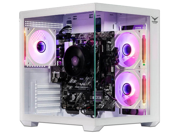 Gabinete Naceb gamer Mini-Tower con Micro-ATX/Mini-ITX USB 2.0/3.0 sin fuente 3 ventiladores Instalados color Blanco modelo NA0636B