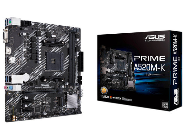 Tarjeta Madre ASUS PRIME A520M-K/CSM Socket AM4 4xUSB 3.2 2xUSB 2.0 3xAudioJack 1xHDMI 2xDIMM DDR4
