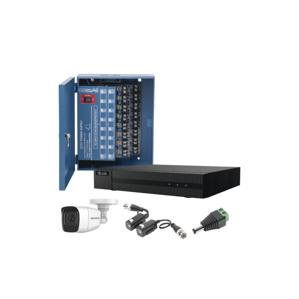 Kit TurboHD 1080p con DVR de 16 Canales, 16 Camaras Bala de Policarbonato con Microfono (Exterior 2.8 mm), Transceptores, Conectores y Fuente de Poder Profesional