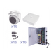 KIT TurboHD 1080p Lite / DVR 16 Canales / 16 Camaras Eyeball  Exterior ( 2.8mm) / Transceptores / Conectores / Fuente de Poder Profesional