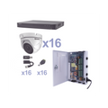 KIT TurboHD 1080p / DVR 16 Canales / 16 Camaras Eyeball (exterior 2.8 mm) / Transceptores / Conectores / Fuente de Poder Profesional