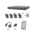 KIT TurboHD 1080p / DVR 4 Canales / 4 Camaras Bala Metalicas (exterior 2.8 mm) / Transceptores / Conectores / Fuente de Poder Profesional