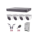KIT TurboHD 1080p / DVR 4 Canales / 4 Camaras Eyeball (exterior 2.8 mm) / Transceptores / Conectores / Fuente de Poder Profesional