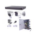 KIT TurboHD 1080p / DVR 16 Canales / 8 Camaras Bala (exterior 2.8 mm) / 8 Camaras Eyeball (exterior 2.8 mm) / Transceptores / Conectores / Fuente de Poder Profesional