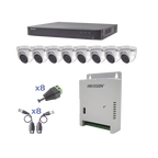 KIT TurboHD 1080p / DVR 8 Canales / 8 Camaras Eyeball (exterior 2.8 mm) / Transceptores / Conectores / Fuente de Poder Profesional hasta 15 Vcc para Larga Distancia