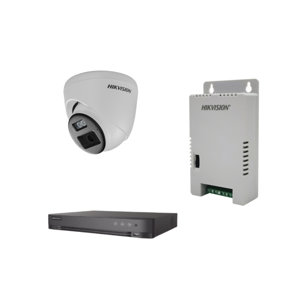 Kit Audio Bidireccional TurboHD 1080p, DVR 4 Canales, 4 Cámaras Eyeball (Exterior) con Bocina y Micrófono Integrado, 1 Fuente de Poder, Accesorios