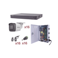 Kit TurboHD 1080p con DVR de 16 Canales, 16 Cámaras Bala para Exterior (2.8 mm), Transceptores, Conectores y Fuente de Poder Profesional
