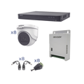 Kit TURBOHD 1080p / DVR 8 Canales / 8 Camaras Turret (exterior 2.8 mm) / Conectores / Transceptores / Fuente de Poder Profesional hasta 15 Vcc para Larga Distancia