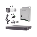 Kit Audio Bidireccional TurboHD 4K-3K / DVR 8 Canales 4K / 8 Camaras Bala (Exterior) con Bocina y Microfono Integrado 3K / 1 Fuentes de Poder / Accesorios