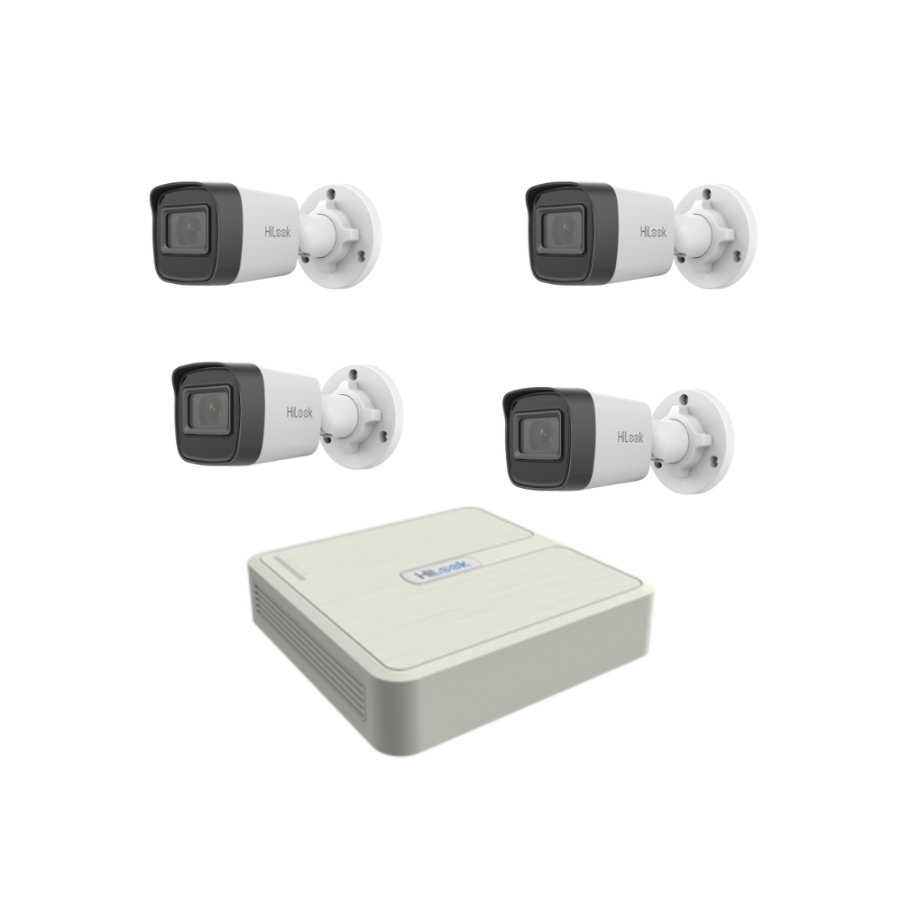 Kit IP 1080p NVR 4CH PoE - 4 Camaras Bala para Exterior