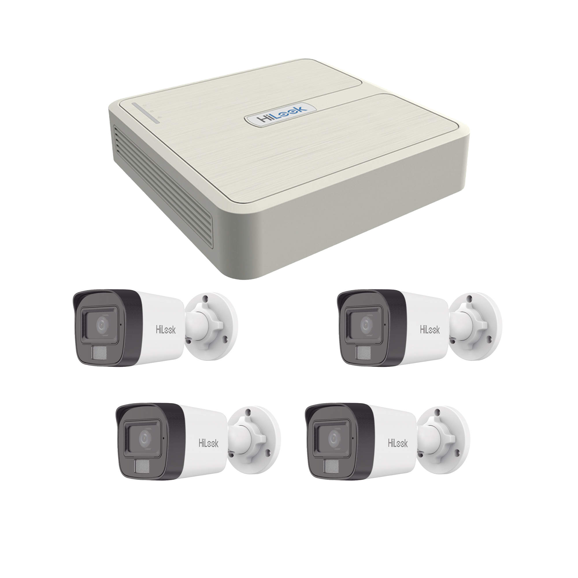Kit IP 4 Megapíxel con NVR de 4 Canales y 4 Puertos PoE, 4 Cámaras IP Bala para Exterior con Dual Light y Micrófono Integrado