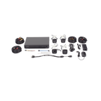 Kit TurboHD 3K (5 Megapíxel) con DVR de 4 Canales, 4 Cámaras Bala Metálicas para Exterior con Micrófono Integrado, Accesorios de Interconexión y Fuente de Poder