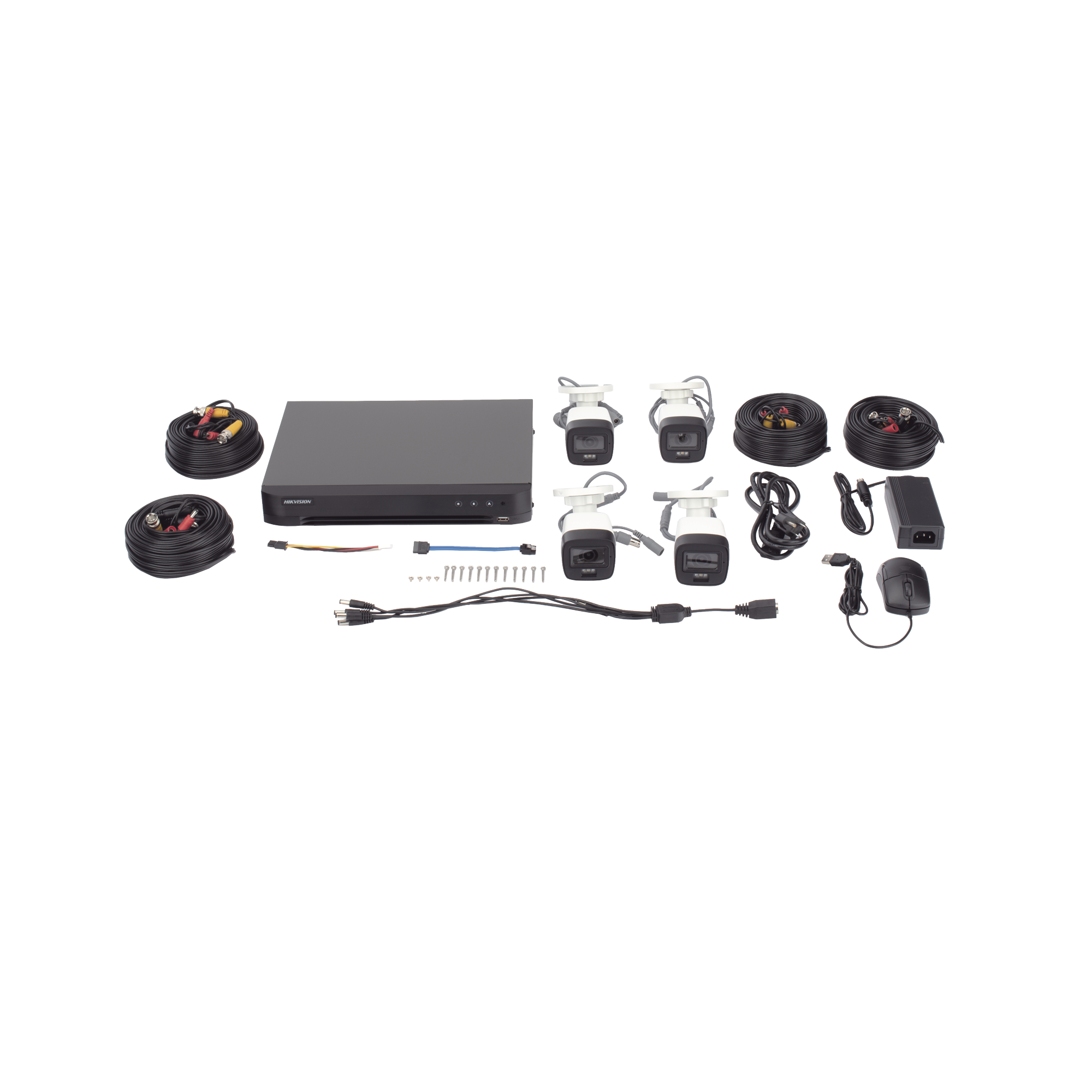 Kit TurboHD 3K (5 Megapíxel) con DVR de 4 Canales, 4 Cámaras Bala Metálicas para Exterior con Micrófono Integrado, Accesorios de Interconexión y Fuente de Poder
